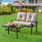 2 Pieces Patio Loveseat Bench Table Furniture Set with Cushioned Chair